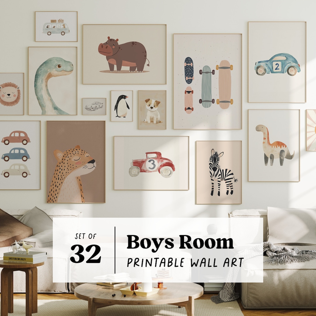 Boys Room Wall Art Bundle | Set of Printable Nursery Wall Art for Boys ...