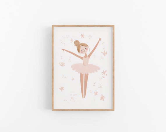 Ballerina Print | PRINTABLE Ballet Wall Art, Pink Ballet Dancer Print, Pink Ballerina Nursery Decor, Girly Wall Art, Cute Toddler Room Decor