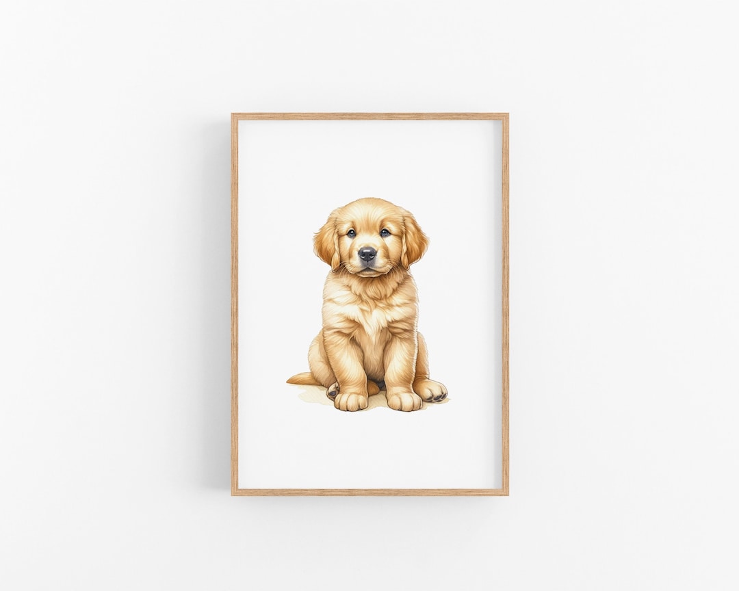 Golden Retriever Puppy Print | Puppy Nursery Print, Golden Retriever ...