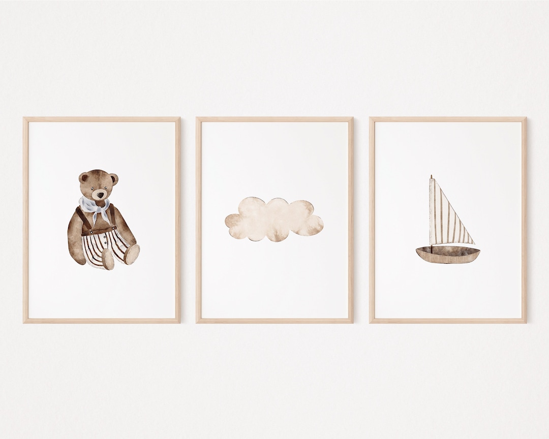 Set of 3 Nursery Prints | PRINTABLE Nursery Wall Art Set Boho Toyroom ...