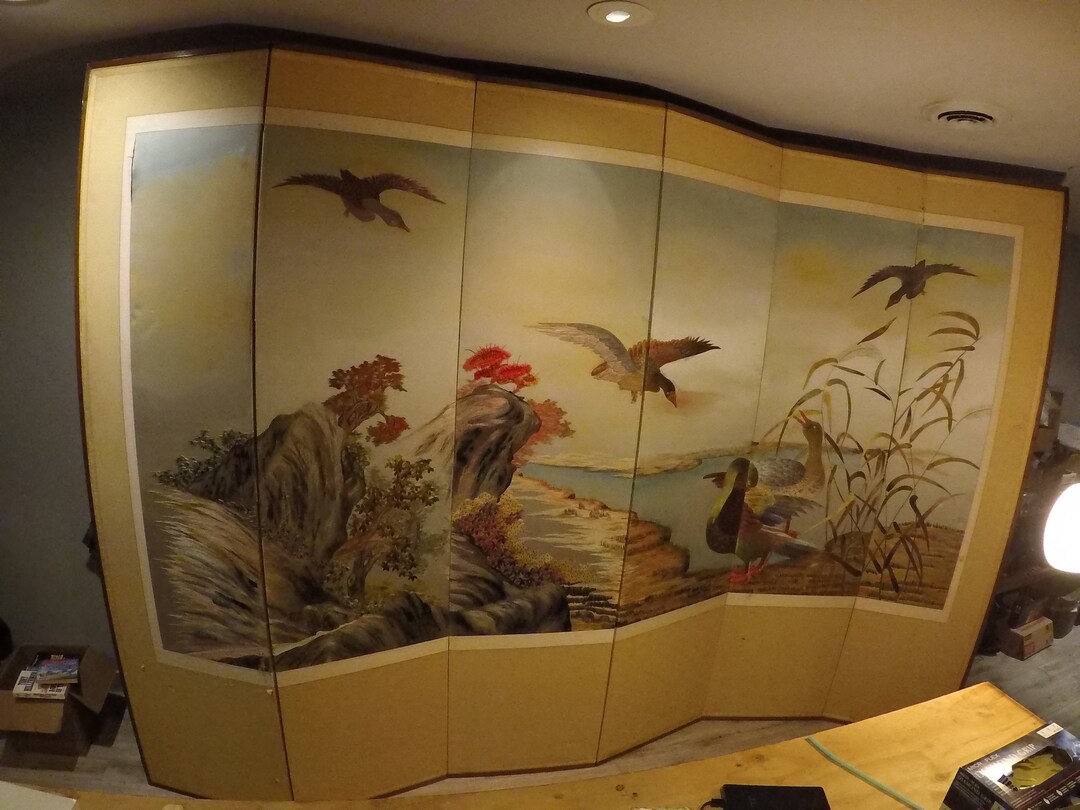 Antique 1920 Japanese Silk Embroidered Room Dividerrare FINE Etsy