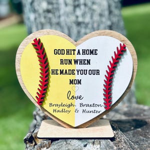 Personalized Baseball/Softball Sign, Personalized Gifts for Mom or Dad, Gifts for Him, Father&#39;s Day, Grandparent Present, God Hit a Home Run