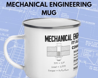 Mechanical Engineer Enamel Mug: Camping Mug with Equations