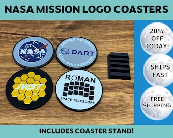 NASA Mission Logo Coasters: James Webb, Roman Space Telescope, DART