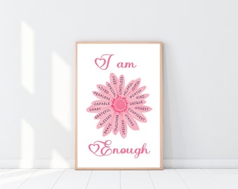Affirmation Poster: Rosa Blume, Selbstliebe-Druck (Digital Download)