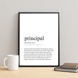 Stampa della definizione principale, regalo del preside della scuola, regalo di ringraziamento del preside, regalo di apprezzamento del preside, decorazione da parete dell'ufficio principale