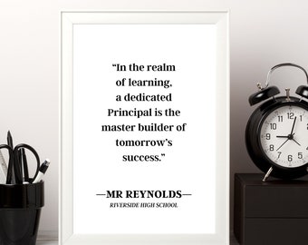 Impresión personalizada con frase del director: Decoración para la oficina escolar (descarga digital)