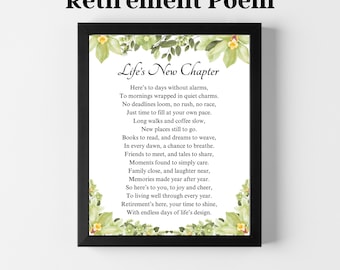 Life&#39;s New Chapter, Retirement Poem, Retirement Gift Printable, Teacher Retirement Poem Gift, Coworker Gift, Mother Father Retirement Gift