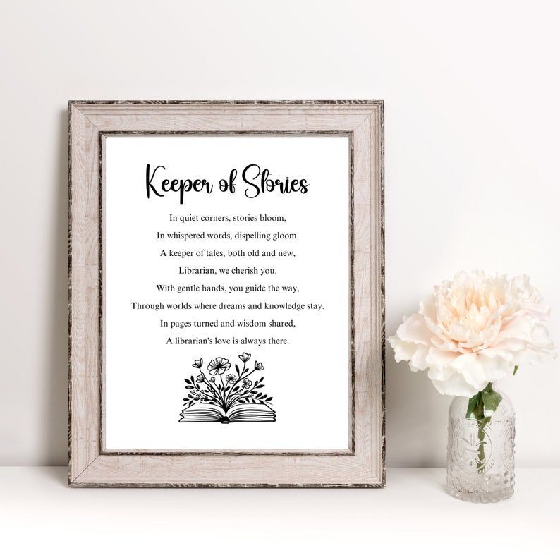 Librarian Poem Print: Keeper of Stories Appreciation Gift (digital ...