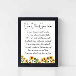 School Secretary Poem Print, Our Office Guardian, School Secretary Gift, School Staff Appreciation Gift, School Secretary Office Admin Gift
