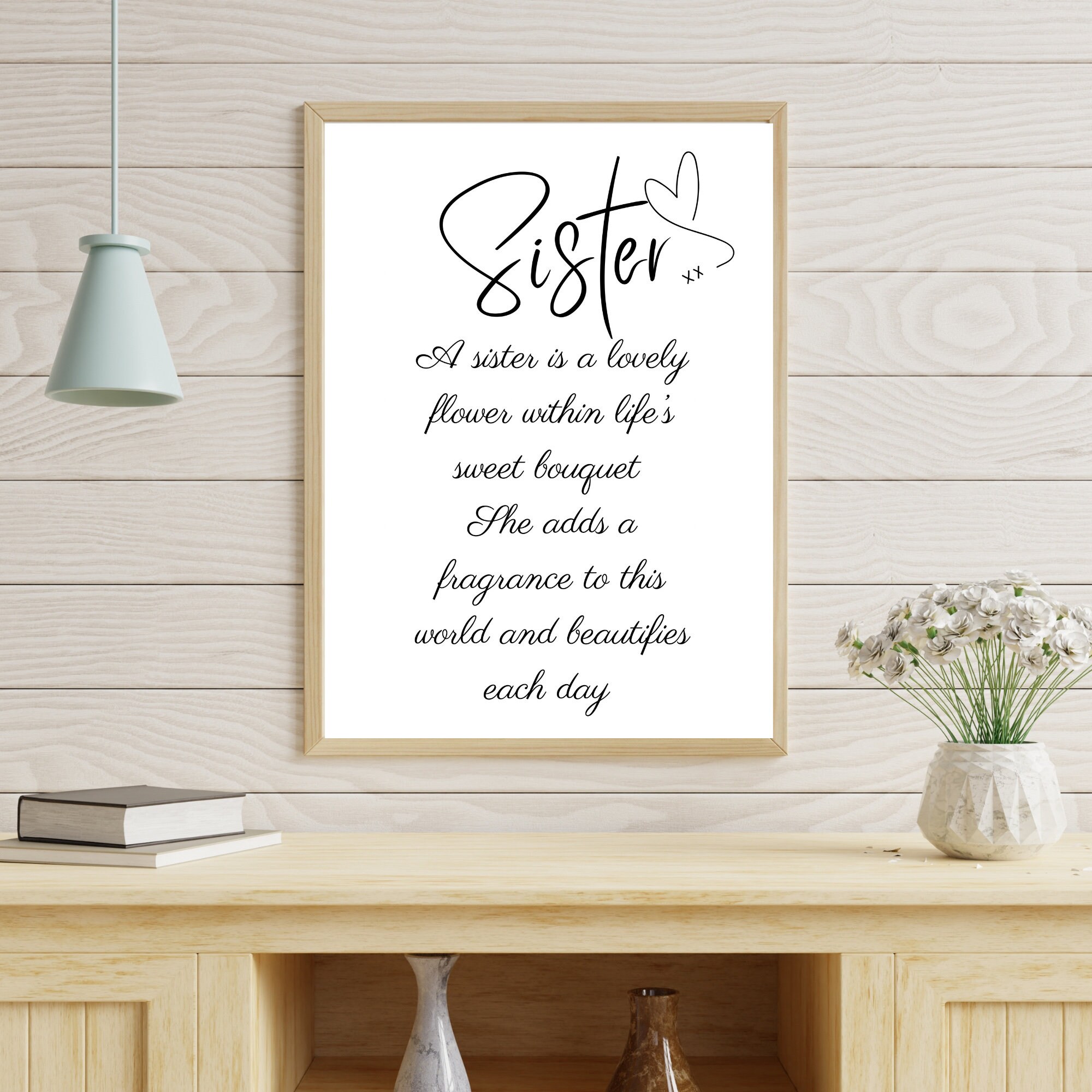 Sister Poem Wall Art Print, Poem for Sister, Black White Quote, Instant ...
