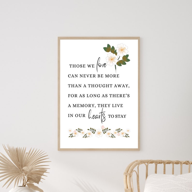 Those We Love, Printable Grief Quote, Bereavement Poem Wall Art, Memorial Poem for Loss of Loved ...