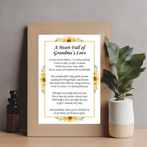 Oma gedicht kunstafdruk: oprecht cadeau voor grootmoeder (digitale download)