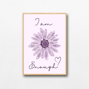 I am Affirmation Poster, Self-Love Positive Affirmation Printable Wall Art, I am Enough, Affirmation Words
