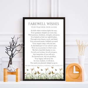 Deseos de despedida Poema imprimible para maestros, Poema de despedida para maestros, Regalo de agradecimiento para maestros, Regalo de agradecimiento para maestros, Regalo para maestros de fin de año