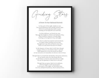 Impresión del poema "Estrellas Guías": Regalo de duelo para padres (Descarga digital)