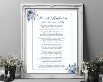 Personalised Funeral Grief Poem, Funeral Poem For Him, Bereavement Poem, Loss of Loved One, Sympathy Poem, Remembrance Poem, Funeral Sign