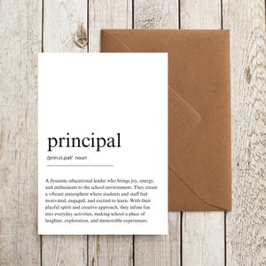 Principal Definition Printable Card, School Principal Gift, Principal Thank you Gift, Principal Appreciation Card, Principal's Day Card