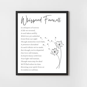 Whispered Farewell, Bereavement Poem Wall Art, Funeral Poem, Memorial Poem for Loss of Loved One, Sympathy Poem, Remembrance Poem Print