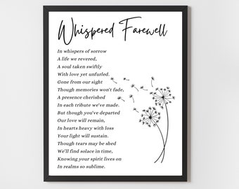 Whispered Farewell, Bereavement Poem Wall Art, Funeral Poem, Memorial Poem for Loss of Loved One, Sympathy Poem, Remembrance Poem Print