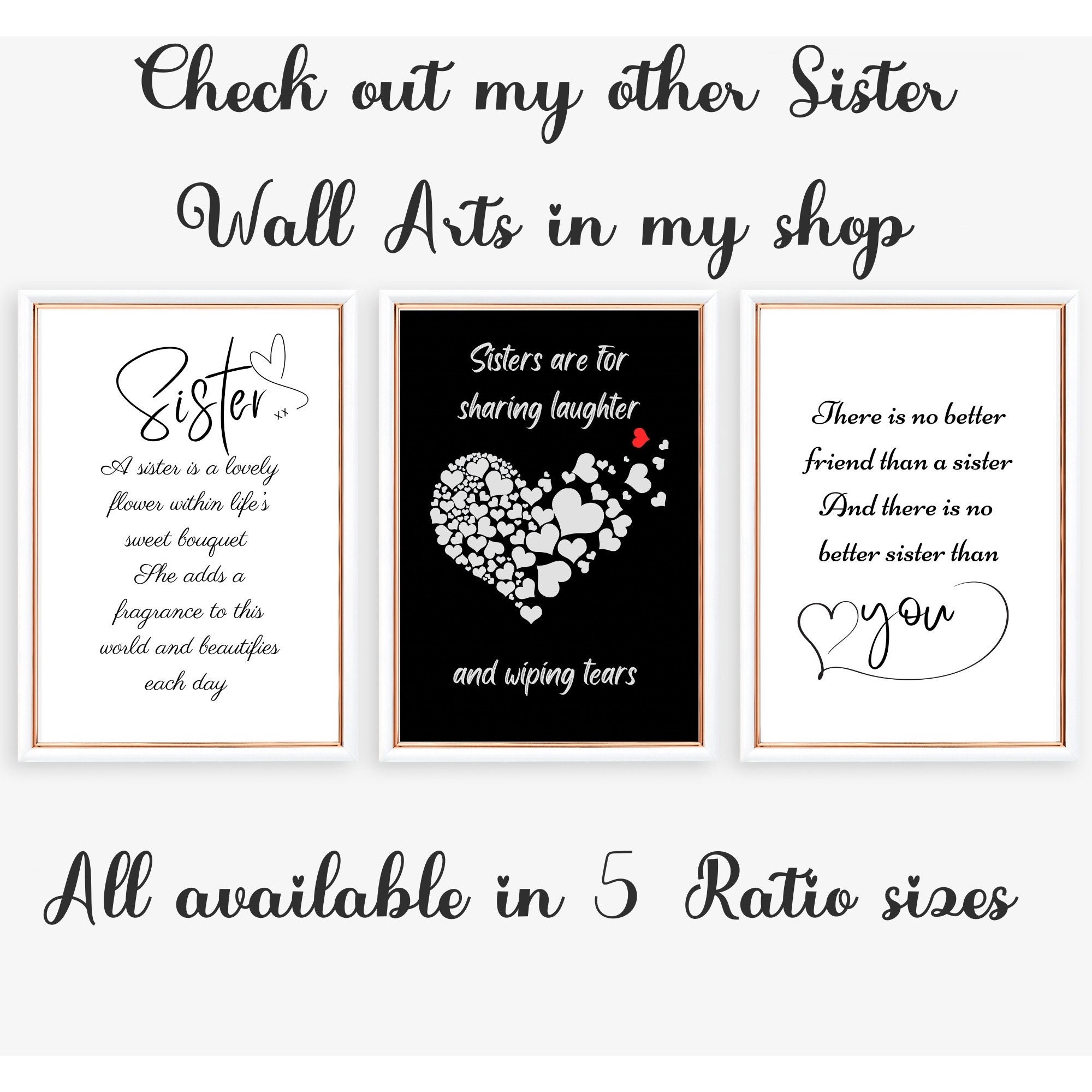 Sister Poem Wall Art Print, Poem for Sister, Floral Flowers Quote ...