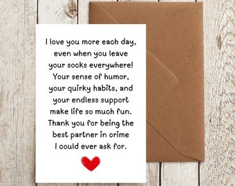 Printable Anniversary Card, Card For Husband, I Love You Card, Card For Partner, Husband Love Humor Card, Birthday Card For Husband/Partner