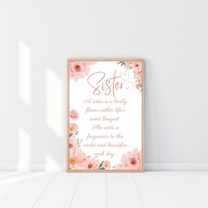 Sister Poem Wall Art Print, Poem for sister, Floral Flowers Quote, Instant Download, Printable Wall Art, Sister Love Gift, Best Friend Gift