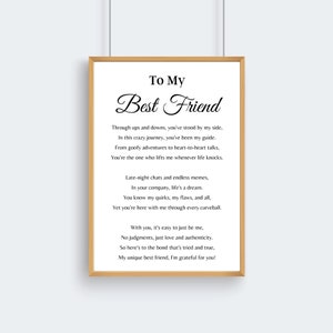 Best Friend Poem, Gift for Best Friend, Best Friend Printable Wall Art, Best Friend Quote Print, Birthday Gift for Best Friend, Bestie Poem