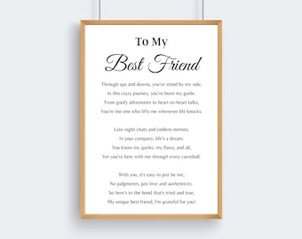Bester Freund Gedicht Art Print, sinnvolles Freundschaftsgeschenk (Digitaler Download)