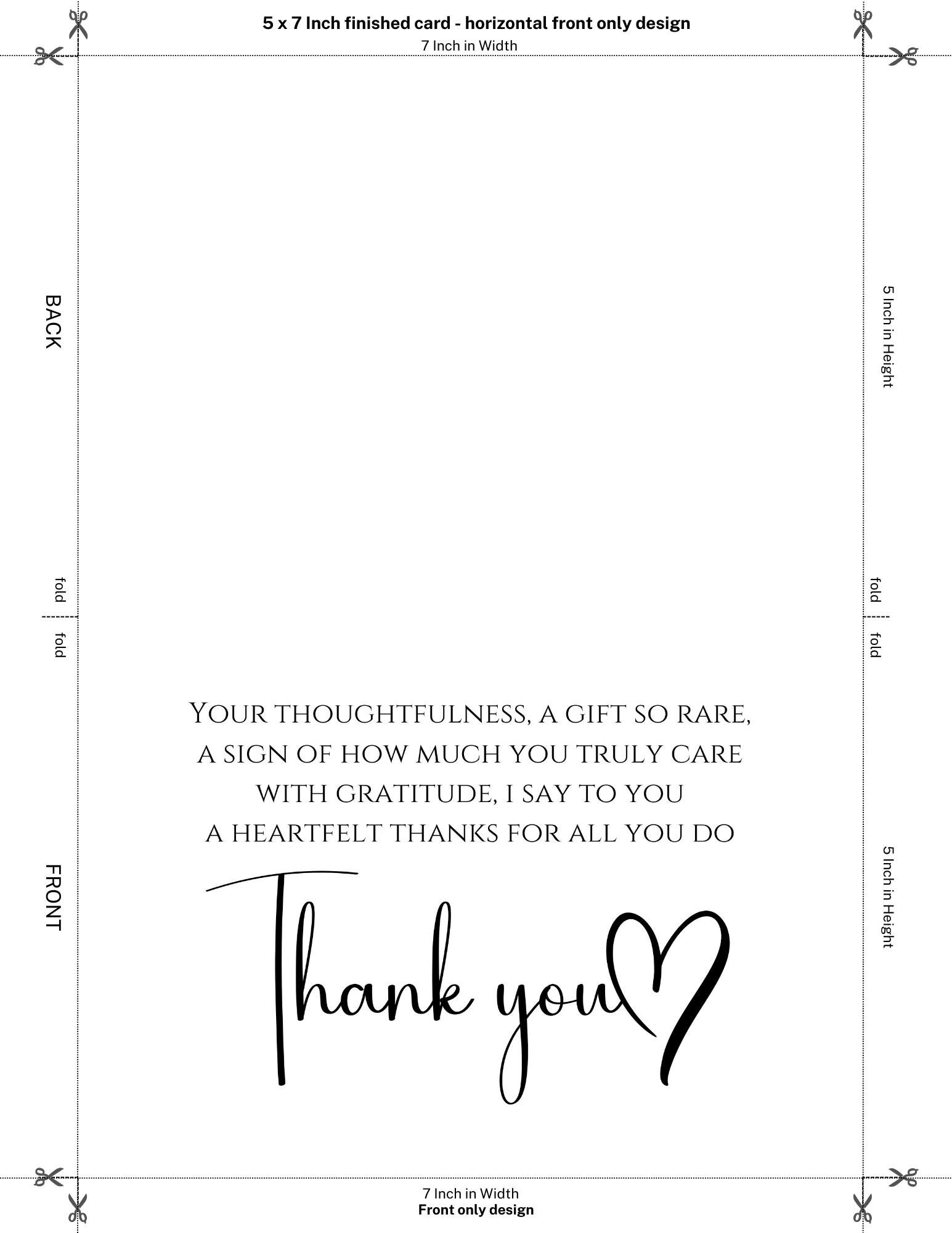 Printable Thank You Card, Thank You Poem Printable Card, Instant ...