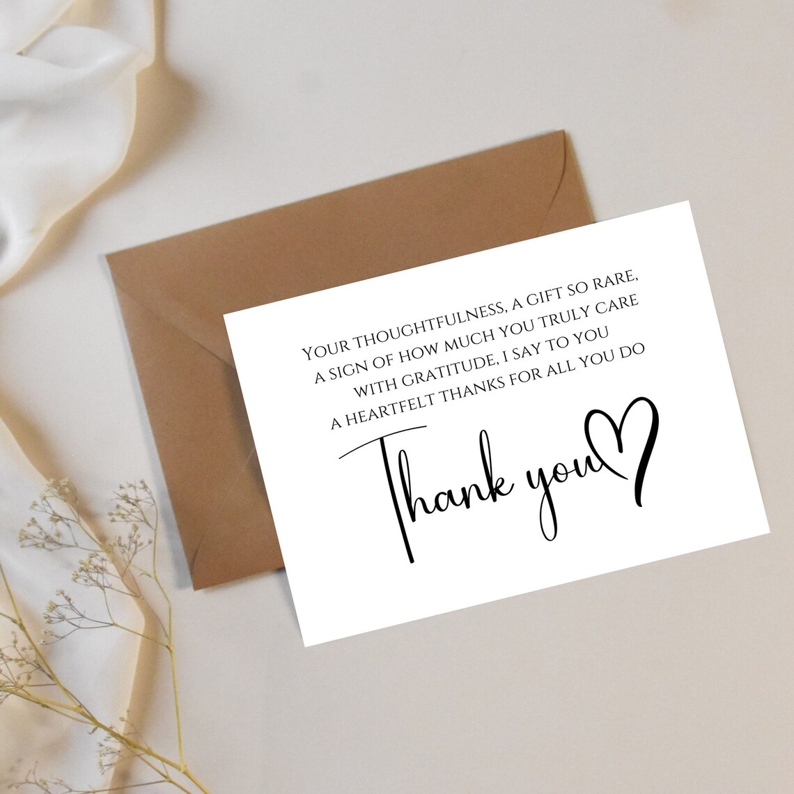 Printable Thank You Card, Thank You Poem Printable Card, Instant ...
