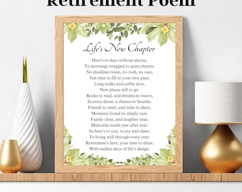 Life&#39;s New Chapter, Retirement Poem, Retirement Gift Printable, Teacher Retirement Poem Gift, Coworker Gift, Mother Father Retirement Gift