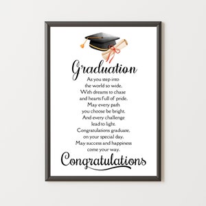 Afstuderen, afstuderen gedicht print, afstudeercadeau citaten, afstudeercadeau afdrukbare muurkunst, klasse van 2024, cadeaus voor afstudeerders, senior cadeau
