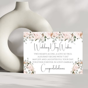 Wedding Day Wishes Poem, Printable Wedding Card, Wedding Congratulations Card, Floral Wedding Card, Wedding Printable Poem, Newlyweds Card