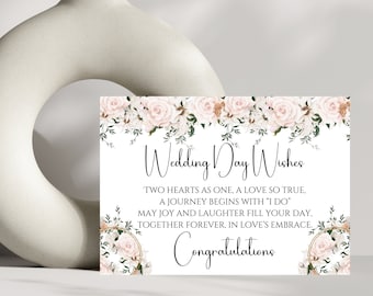 Wedding Day Wishes Poem, Printable Wedding Card, Wedding Congratulations Card, Floral Wedding Card, Wedding Printable Poem, Newlyweds Card