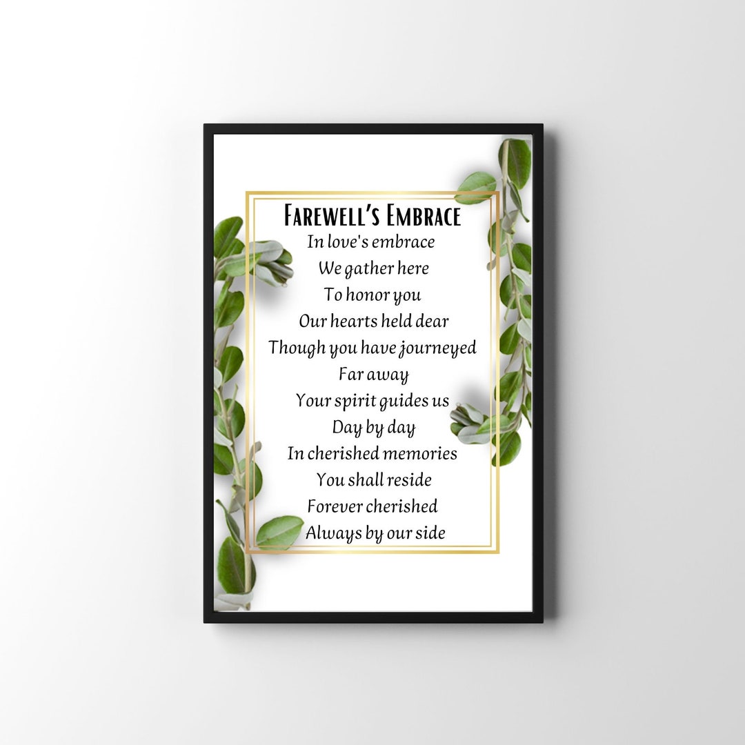 Bereavement Poem Print, Funeral Sign Poem, Memorial Poem for Loss of Loved One, Sympathy Poem ...