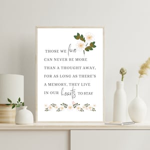 Those We Love, Printable Grief Quote, Bereavement Poem Wall Art, Memorial Poem for Loss of Loved One, Sympathy Quote, Remembrance Poem Print