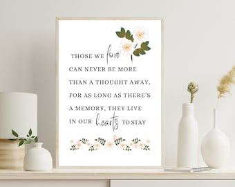 Those We Love, Printable Grief Quote, Bereavement Poem Wall Art, Memorial Poem for Loss of Loved One, Sympathy Quote, Remembrance Poem Print