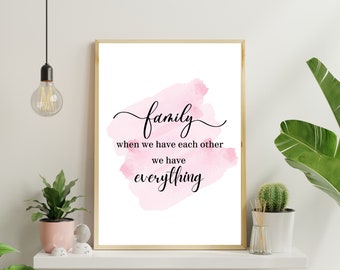 Family Print, Family is Everything Wall Art Quote, New Home Gift, Entry Way Decor, Home Decor, Family Quote