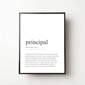 Principal Definition Print, School Principal Gift, Principal Thank you Gift, Principal Appreciation Gift, Principal Office Wall Art