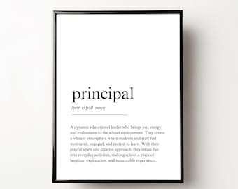 Principal Definition Print, School Principal Gift, Principal Thank you Gift, Principal Appreciation Gift, Principal Office Wall Art
