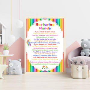 Educator Thank You Poem, Pre School Kindy Teacher Gift, Thank You Gift, Daycare Teacher Appreciation Gift, Childcare Educator Gift Print