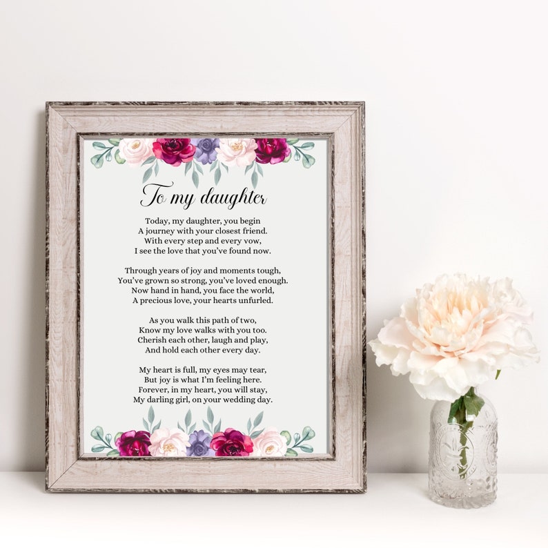 Daughter Wedding Poem Print: Gift for Bride (digital Download) - Etsy
