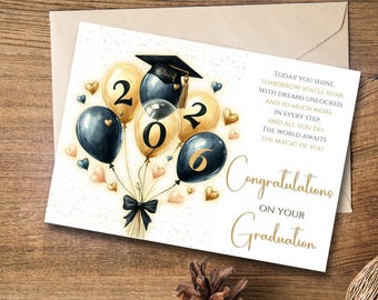 Printable Graduation Poem Card: Class of 2026 (Digital Download)