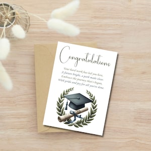 Carte imprimable de remise des diplômes, carte poème de remise des diplômes, carte de félicitations pour diplômé, carte de remise des diplômes universitaires, carte de remise des diplômes