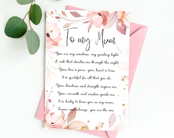 Mother Poem Gift for Mother Poetry Wall Art Mother Poem Print Mothers Day Gift, Mum Poem, Mom Poem, Birthday Gift, Gift for Mum