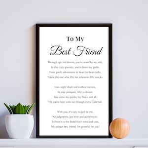 Best Friend Poem, Gift for Best Friend, Best Friend Printable Wall Art, Best Friend Quote Print, Birthday Gift for Best Friend, Bestie Poem