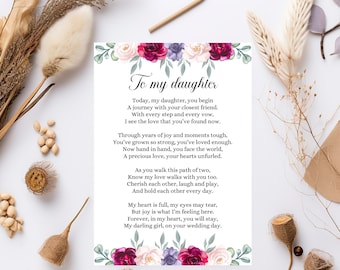 Poem for Daughter On Her Wedding Day, Wedding Day Gift, Gift For Bride, Daughter Wedding Poem