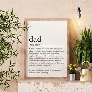 Dad Definition Print, Printable Funny Dad Definition, Dad Wall Art, Fathers Day Gift, Birthday Gift For Dad, Funny Dad Gift