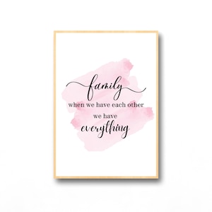 Family is Everything, Printable Wall Art, Family Quote, Living Room Home Decor, Dining Room Print, Home Sign, Kitchen Decor Print